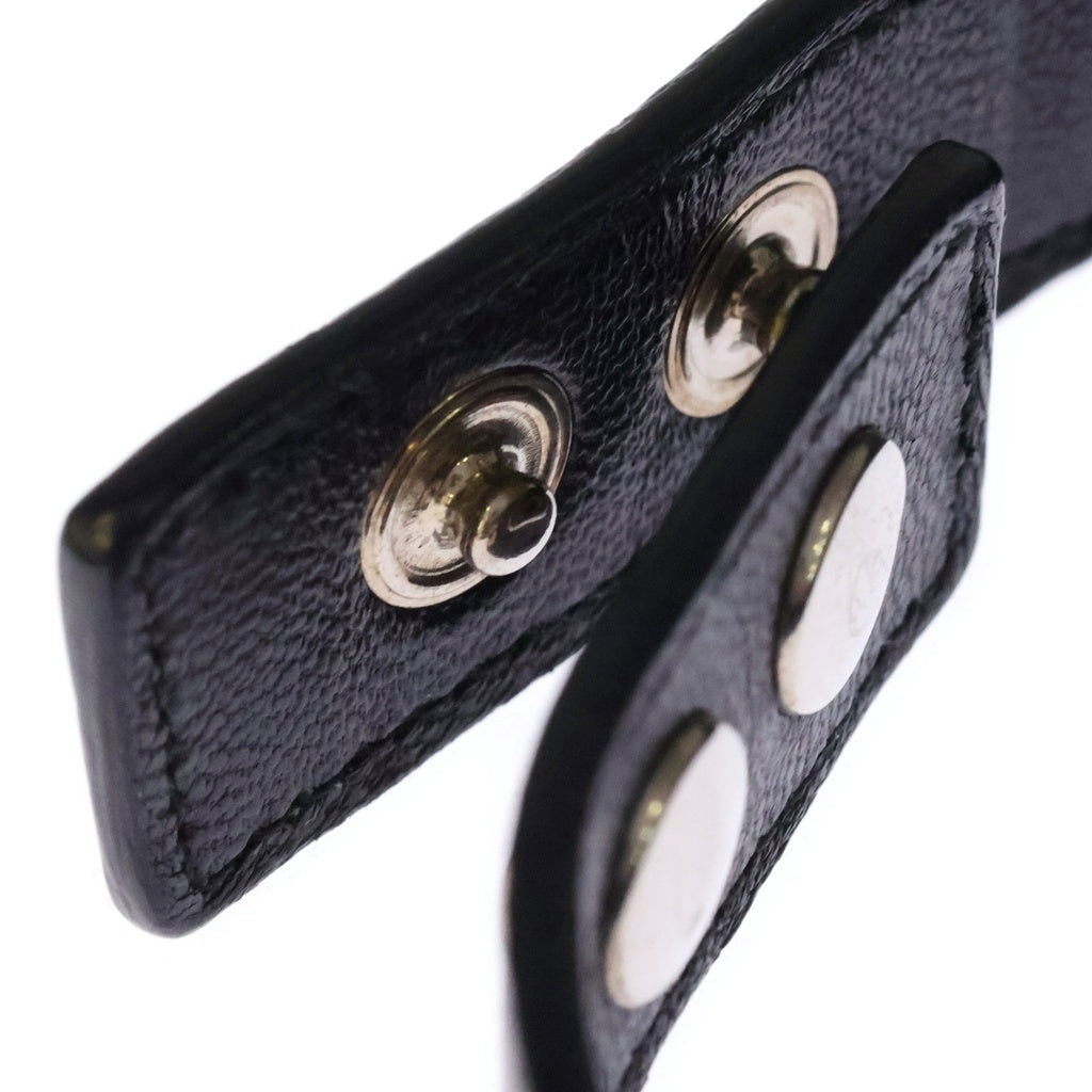 SAINT LAURENT PARIS(サンローランパリ) ダブルチェーン レザーブレスレット ブラック/シルバー レディース