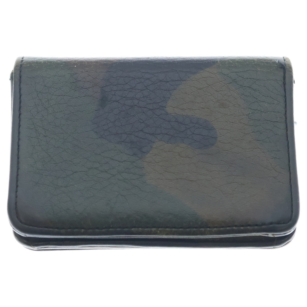 CHROME HEARTS(クロムハーツ) 3POCKET CARD CASE スクロールラベル カモ柄 3ポケット レザーカードケース カーキ