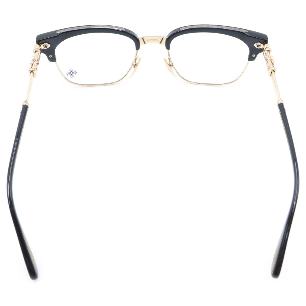 CHROME HEARTS(クロムハーツ) BONENNOISSEUR 2 テンプルCHクロス ハーフリム サングラス アイウェア 眼鏡 ブラック/ゴールド