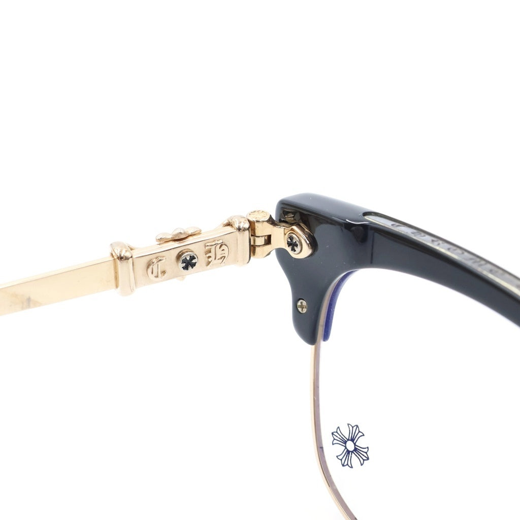 CHROME HEARTS(クロムハーツ) BONENNOISSEUR 2 テンプルCHクロス ハーフリム サングラス アイウェア 眼鏡 ブラック/ゴールド
