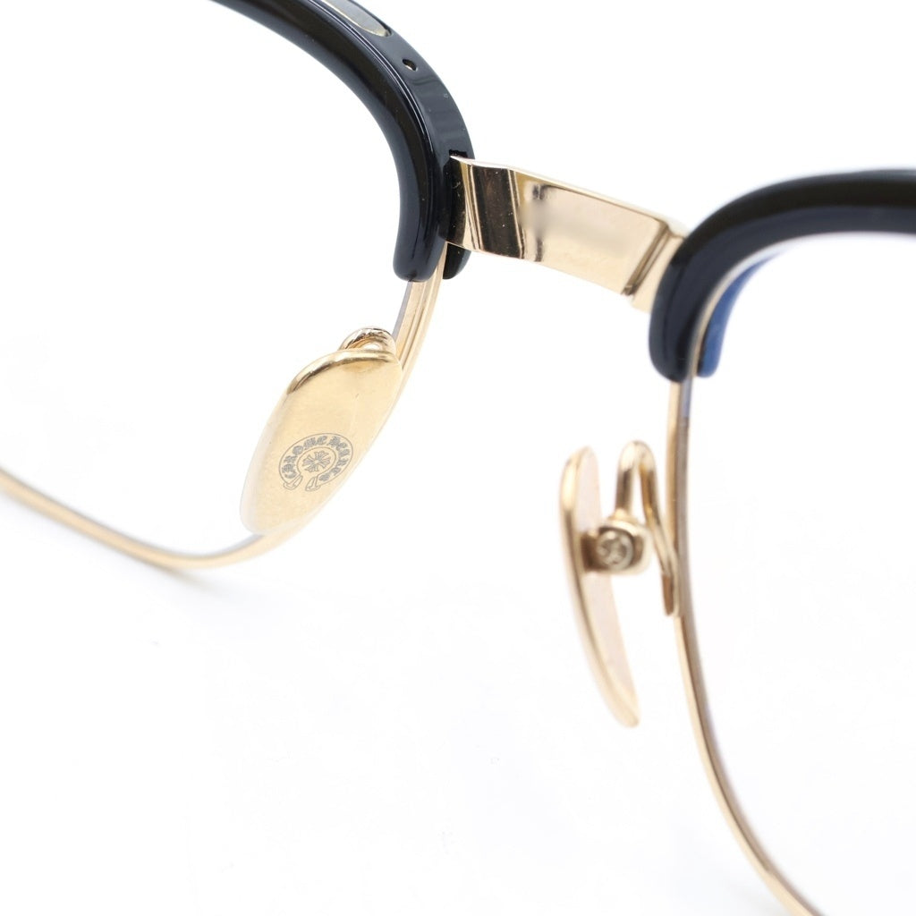 CHROME HEARTS(クロムハーツ) BONENNOISSEUR 2 テンプルCHクロス ハーフリム サングラス アイウェア 眼鏡 ブラック/ゴールド