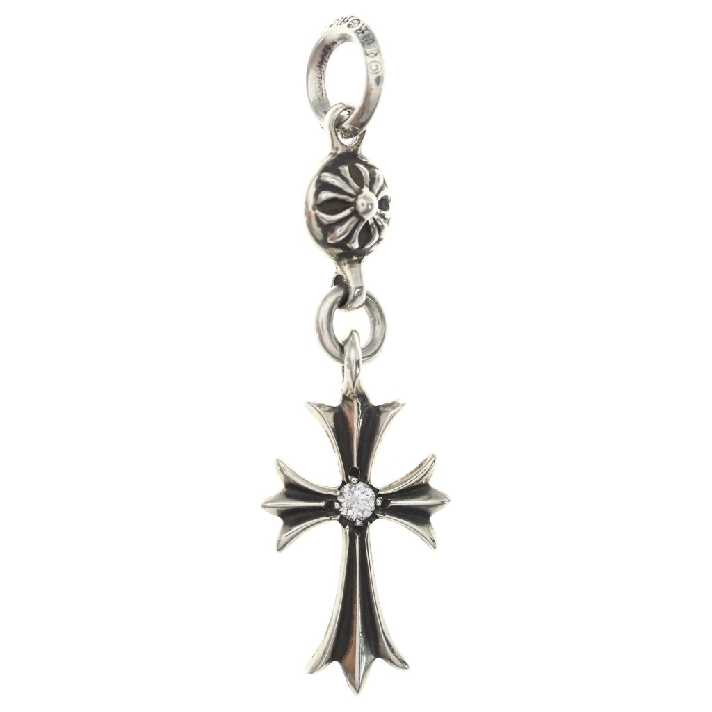 CHROME HEARTS(クロムハーツ) 1B TNY CH CRS 1DIA 1ボールタイニーCHクロス 1ダイヤ チャーム シルバーネックレストップ