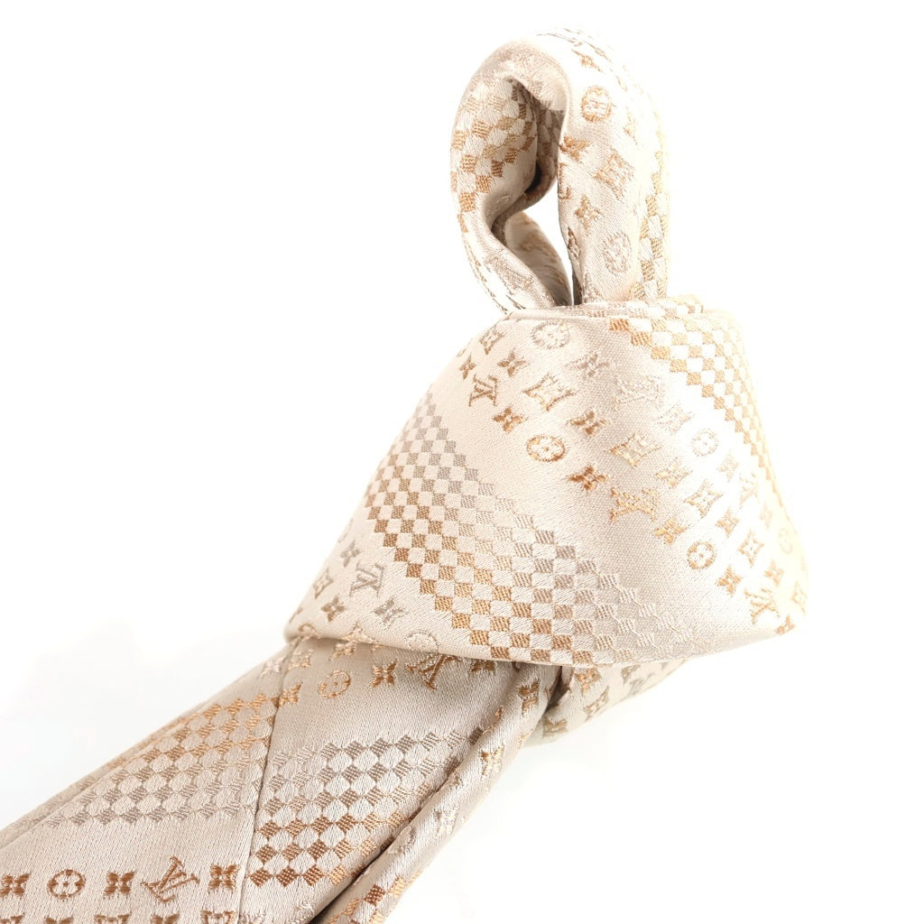 LOUIS VUITTON(ルイヴィトン) ダミエ モノグラム シルクネクタイ ゴールド