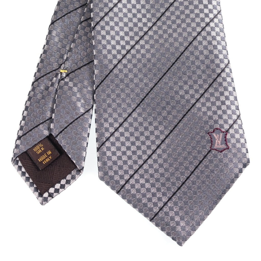 LOUIS VUITTON(ルイヴィトン) チェック シルク ネクタイ グレー