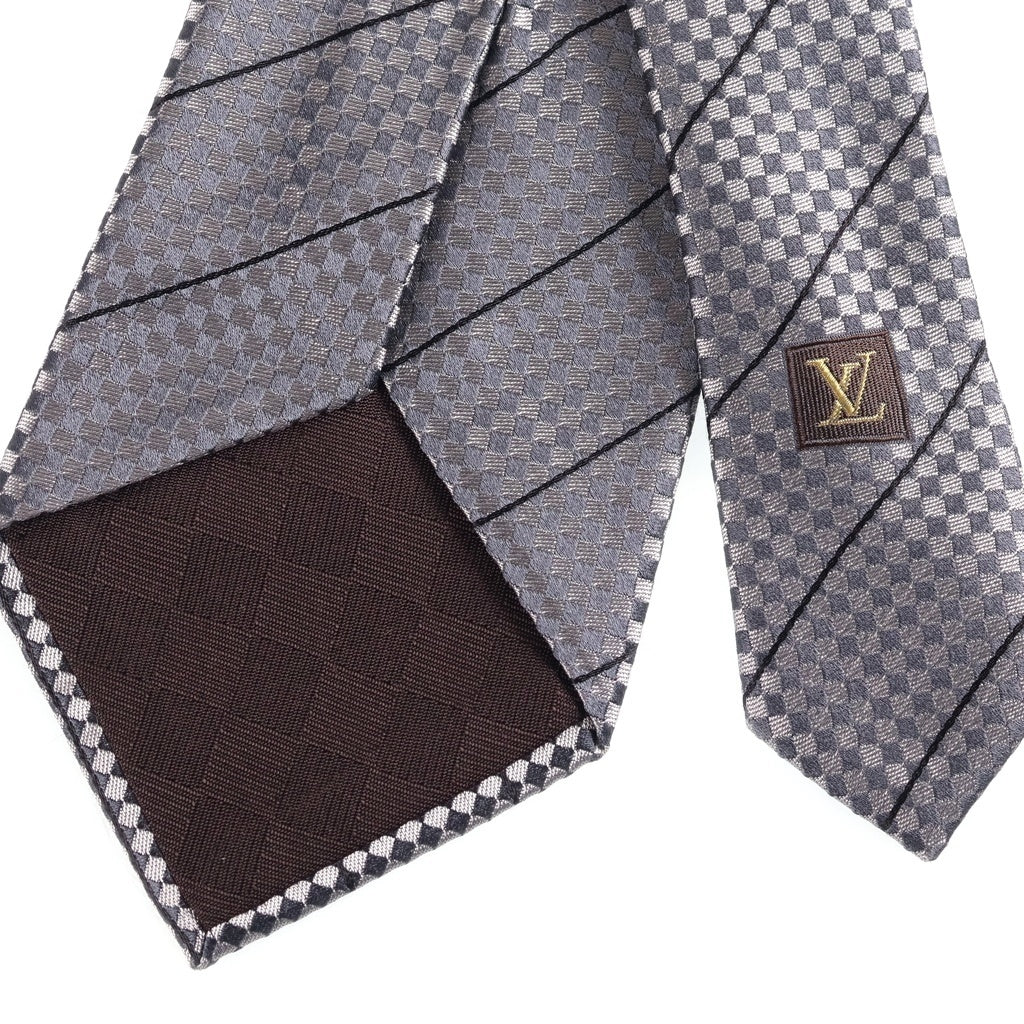 LOUIS VUITTON(ルイヴィトン) チェック シルク ネクタイ グレー