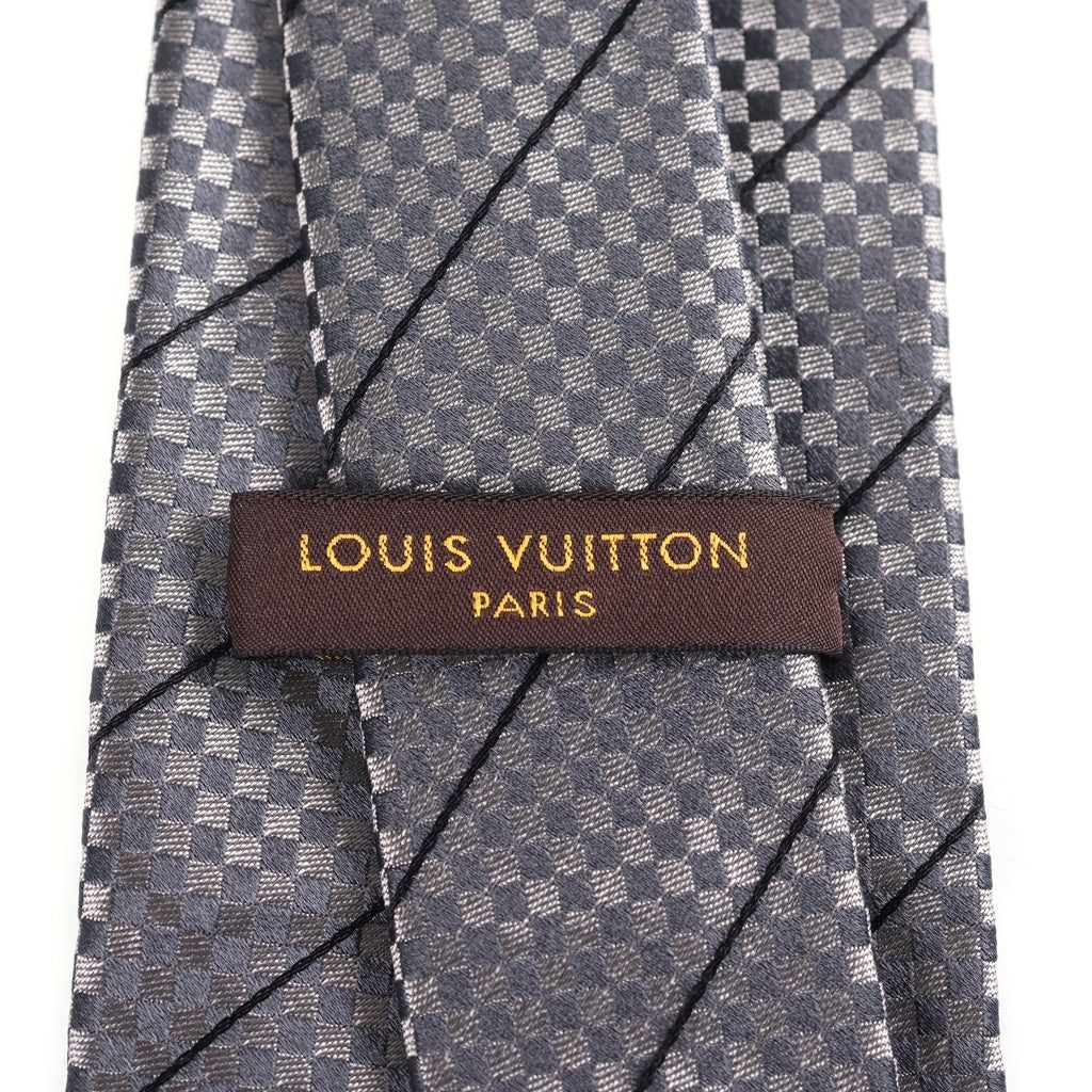 LOUIS VUITTON(ルイヴィトン) チェック シルク ネクタイ グレー