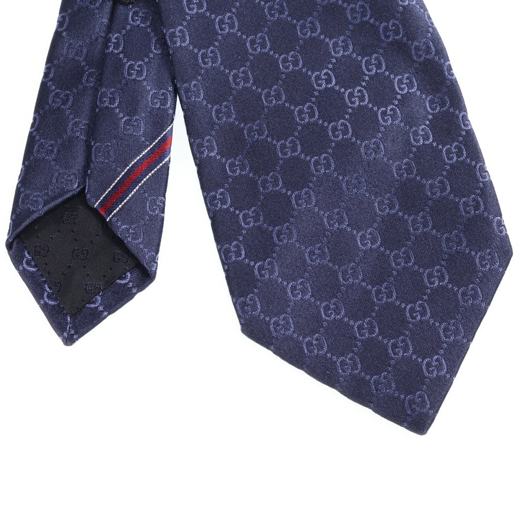 GUCCI(グッチ) GGパターン シルク ネクタイ ネイビー 456520