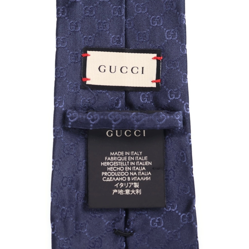 GUCCI(グッチ) GGパターン シルク ネクタイ ネイビー 456520