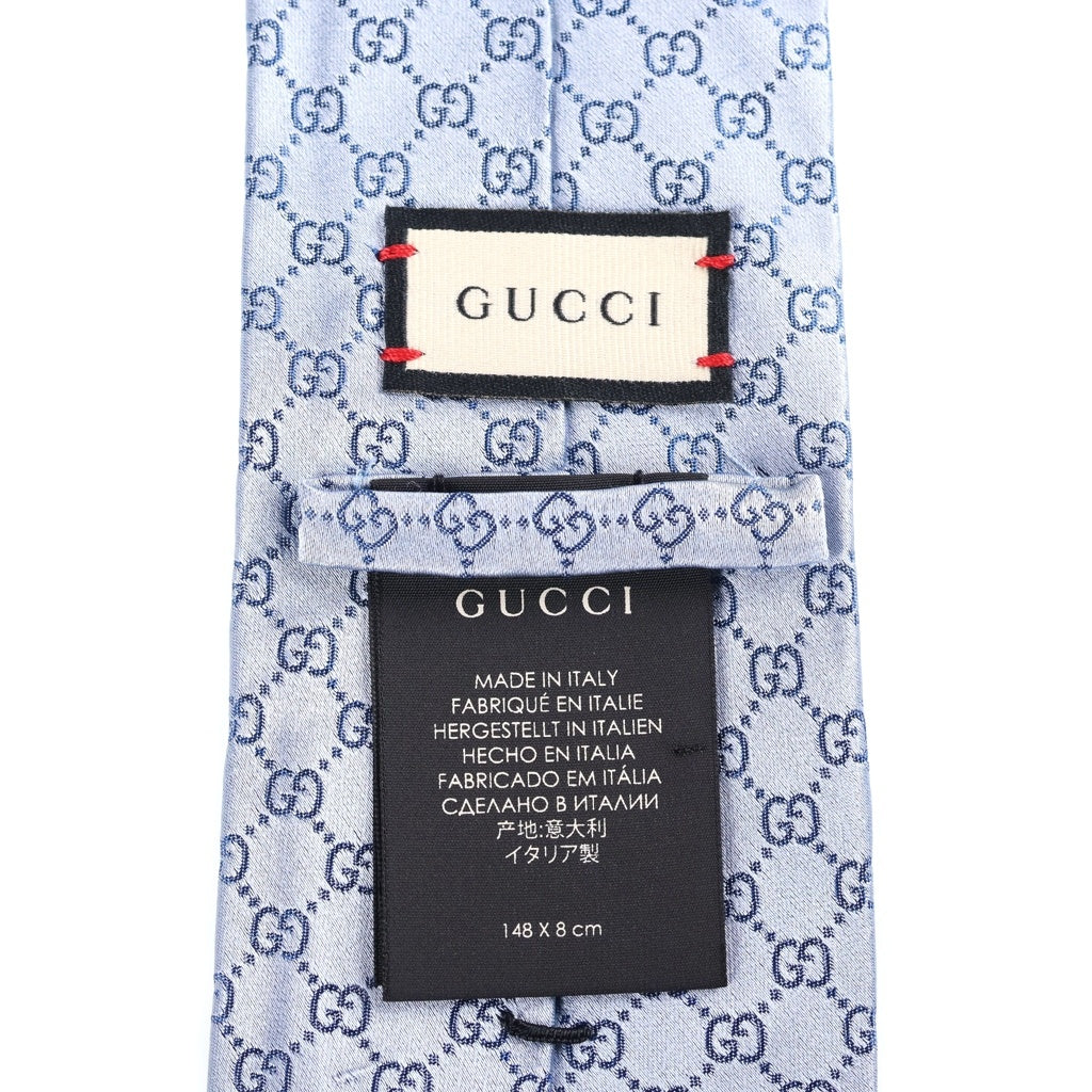 GUCCI(グッチ) GGパターン シルク ネクタイ ブルー 456520