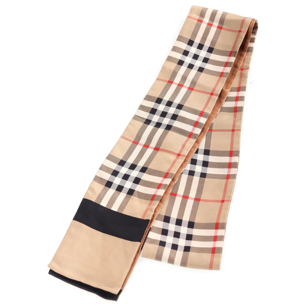 BURBERRY(バーバリー) ノバチェック柄 リバーシブル シルク スカーフ ベージュ レディース