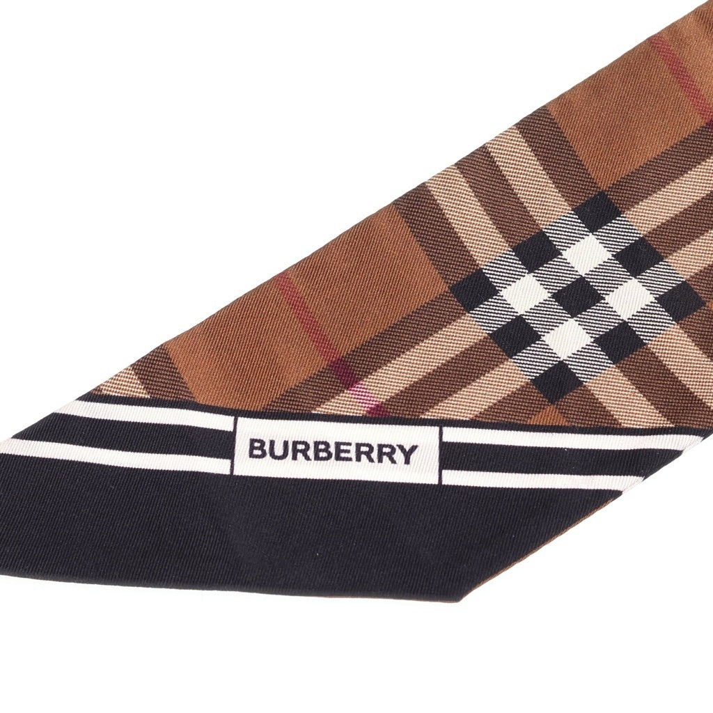 BURBERRY(バーバリー) ノバチェック柄 リバーシブル シルク スカーフ ブラウン レディース
