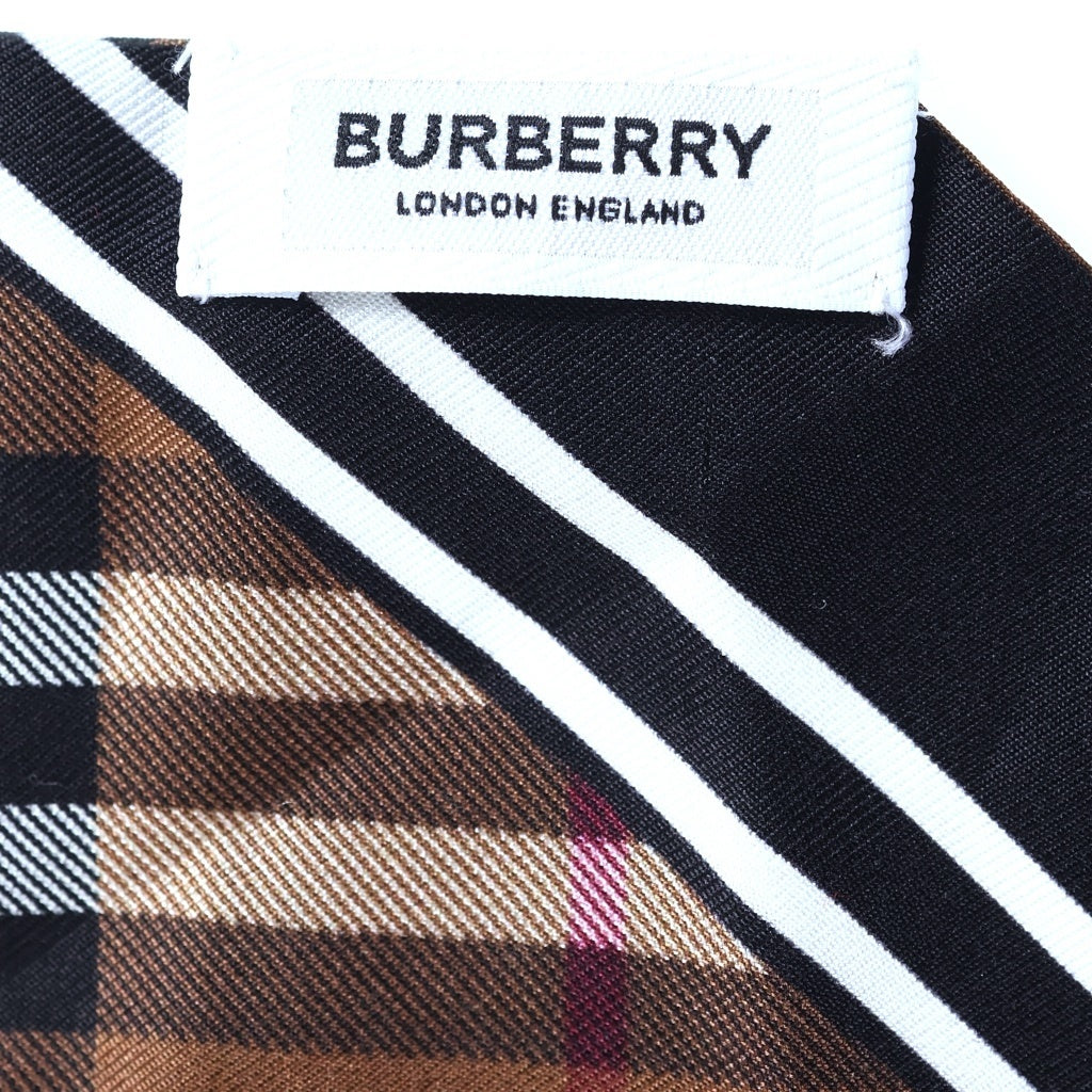 BURBERRY(バーバリー) ノバチェック柄 リバーシブル シルク スカーフ ブラウン レディース