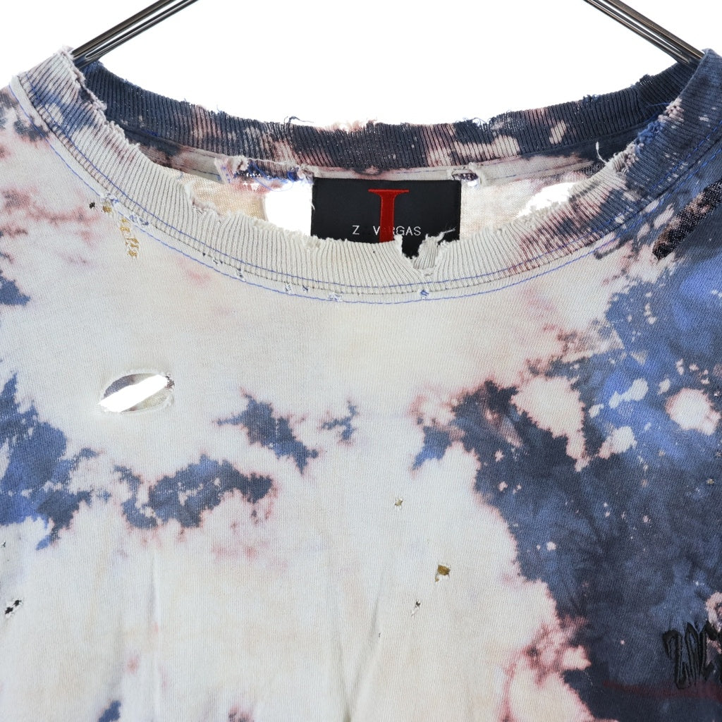 Z.VARGAS(ザックバルガス) ブリーチ加工 リメイク 長袖Tシャツ ロンT カットソー ブルー