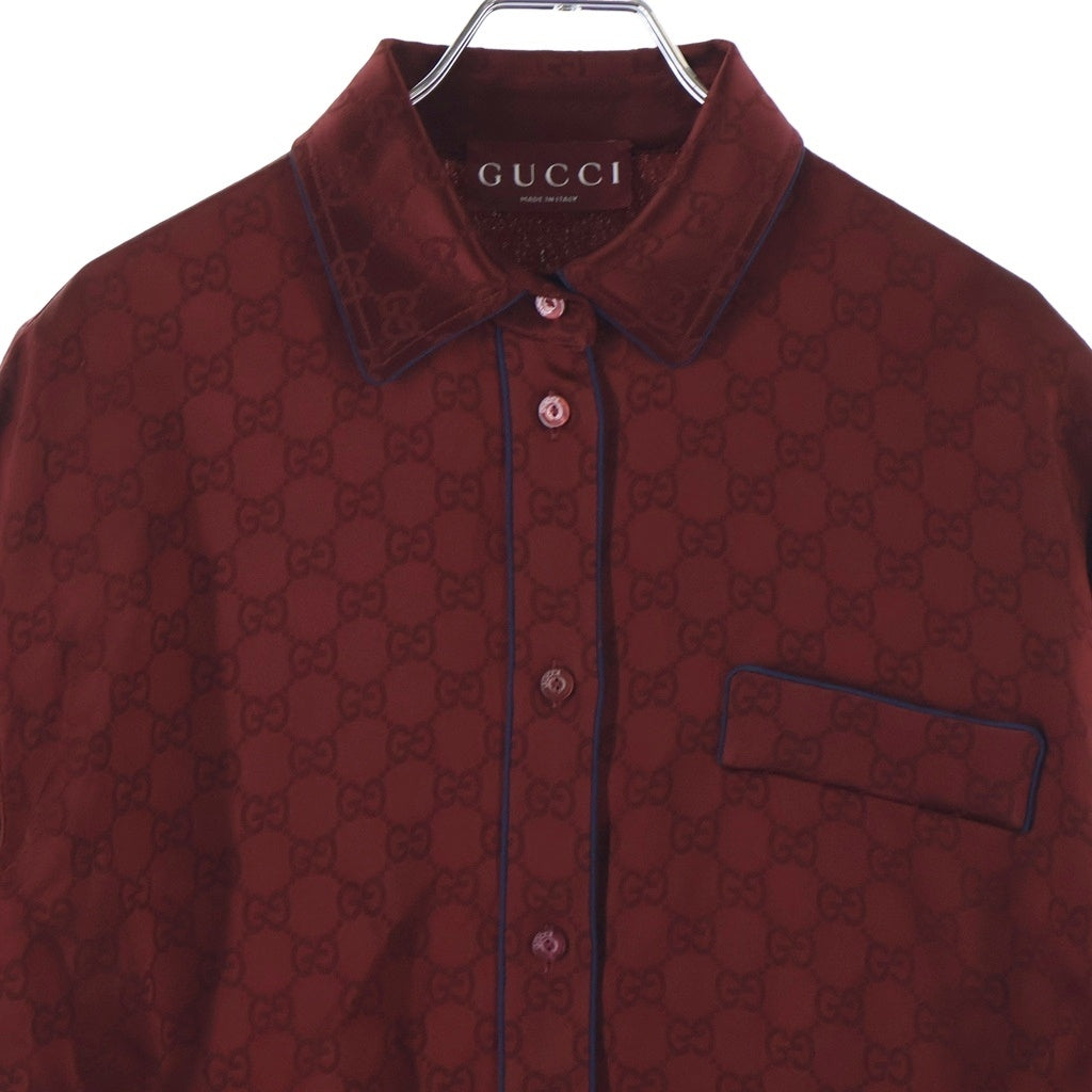 GUCCI(グッチ) GG総柄 レーヨン 長袖シャツ レッド レディース 836292 Z7ADF