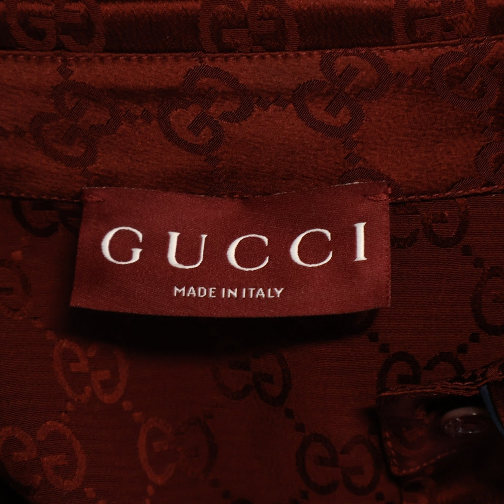 GUCCI(グッチ) GG総柄 レーヨン 長袖シャツ レッド レディース 836292 Z7ADF
