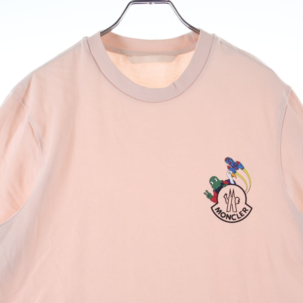 MONCLER(モンクレール) 26SS WHITE T shirt with printed logo プリントロゴデザイン クルーネック カットソー 半袖Tシャツ ピンク L10918C00065