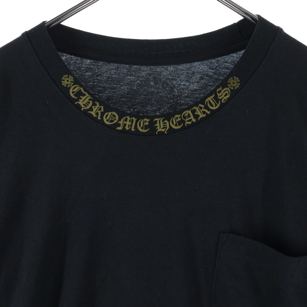CHROME HEARTS(クロムハーツ) CH L/S ネックロゴ 袖英字プリント クルーネック カットソー 長袖Tシャツ ブラック