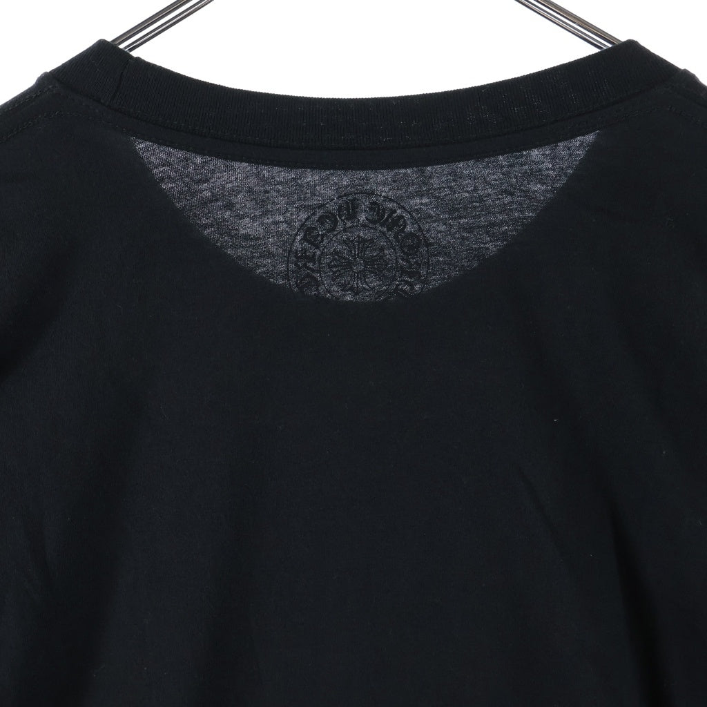 CHROME HEARTS(クロムハーツ) CH L/S ネックロゴ 袖英字プリント クルーネック カットソー 長袖Tシャツ ブラック