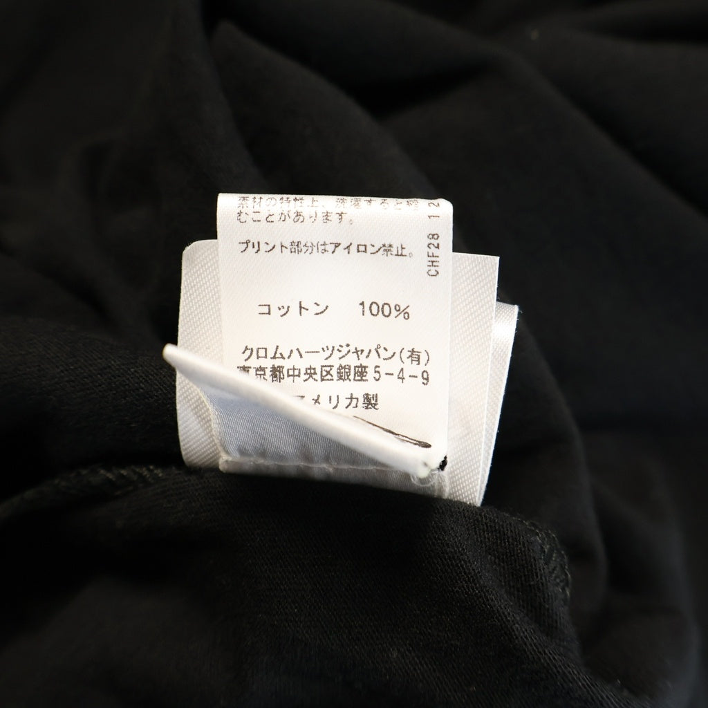 CHROME HEARTS(クロムハーツ) CH L/S ネックロゴ 袖英字プリント クルーネック カットソー 長袖Tシャツ ブラック