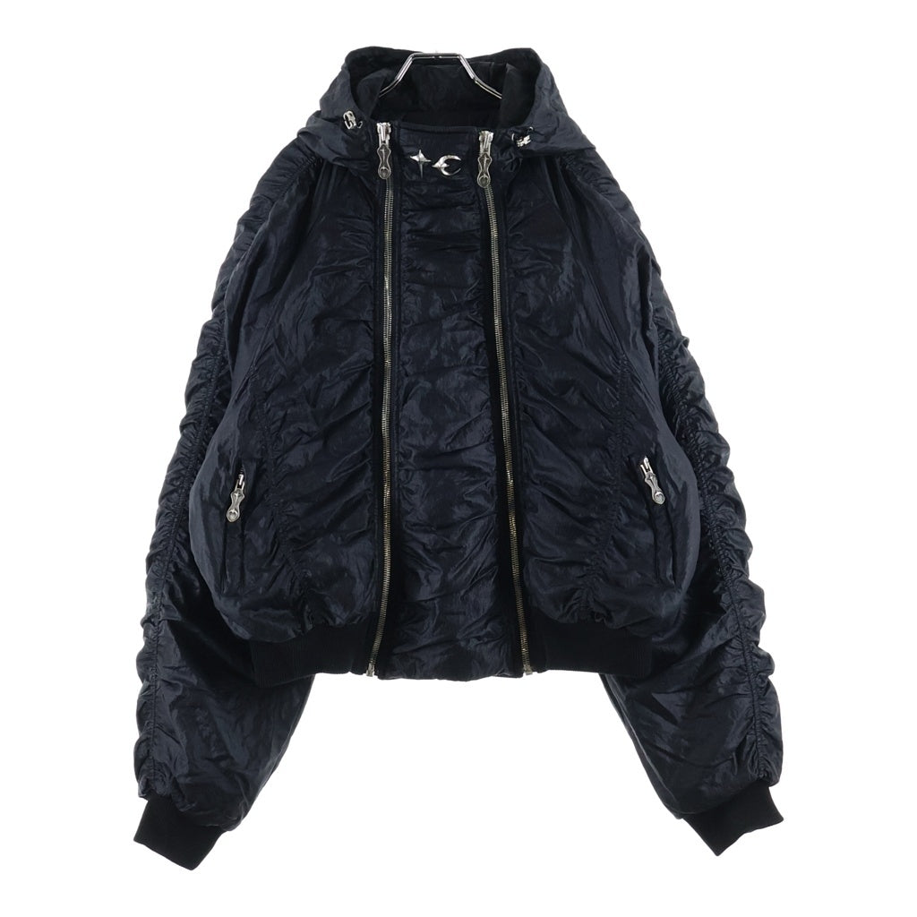 THUG CLUB(サグクラブ) 24AW NYLON JUMPER ダブルジップナイロンボンバージャケット ブラック TC24JP1001