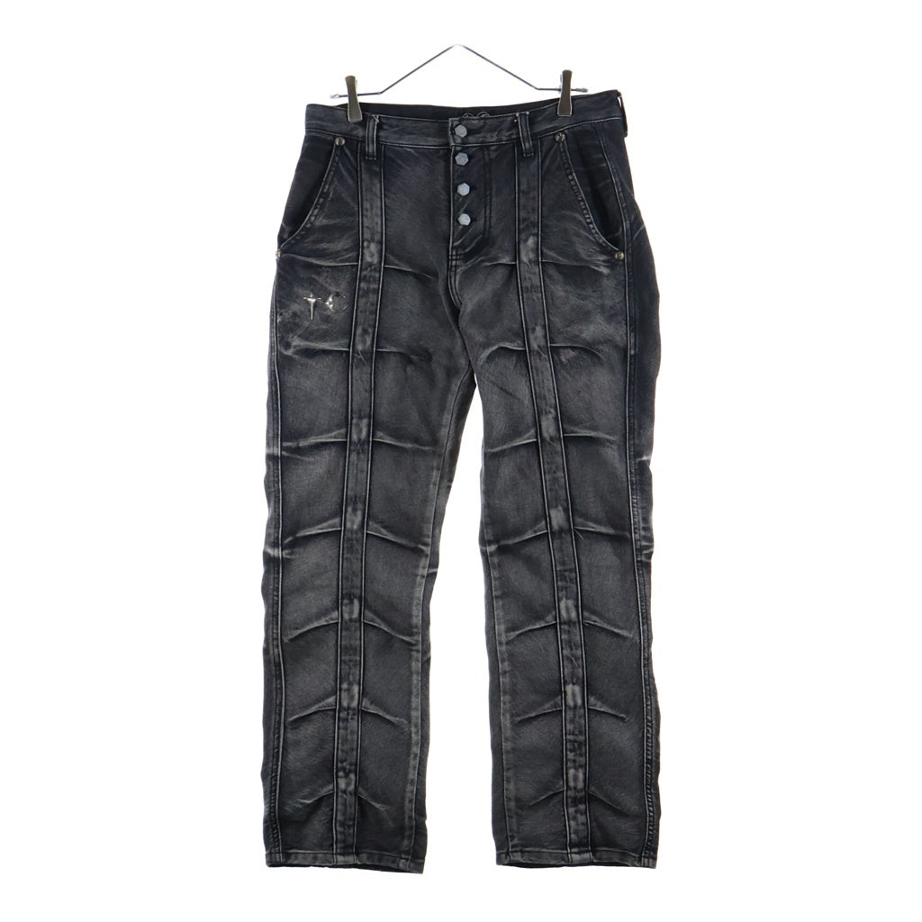 THUG CLUB(サグクラブ) 24AW Line Gob Denim Pants ロゴ装飾 デニムパンツ ブラック TC24PT3202