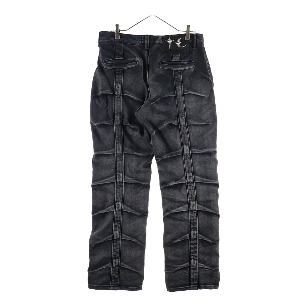 THUG CLUB(サグクラブ) 24AW Line Gob Denim Pants ロゴ装飾 デニムパンツ ブラック TC24PT3202