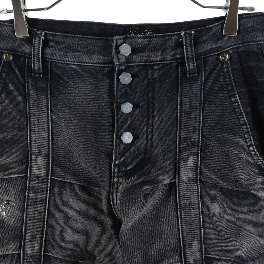 THUG CLUB(サグクラブ) 24AW Line Gob Denim Pants ロゴ装飾 デニムパンツ ブラック TC24PT3202