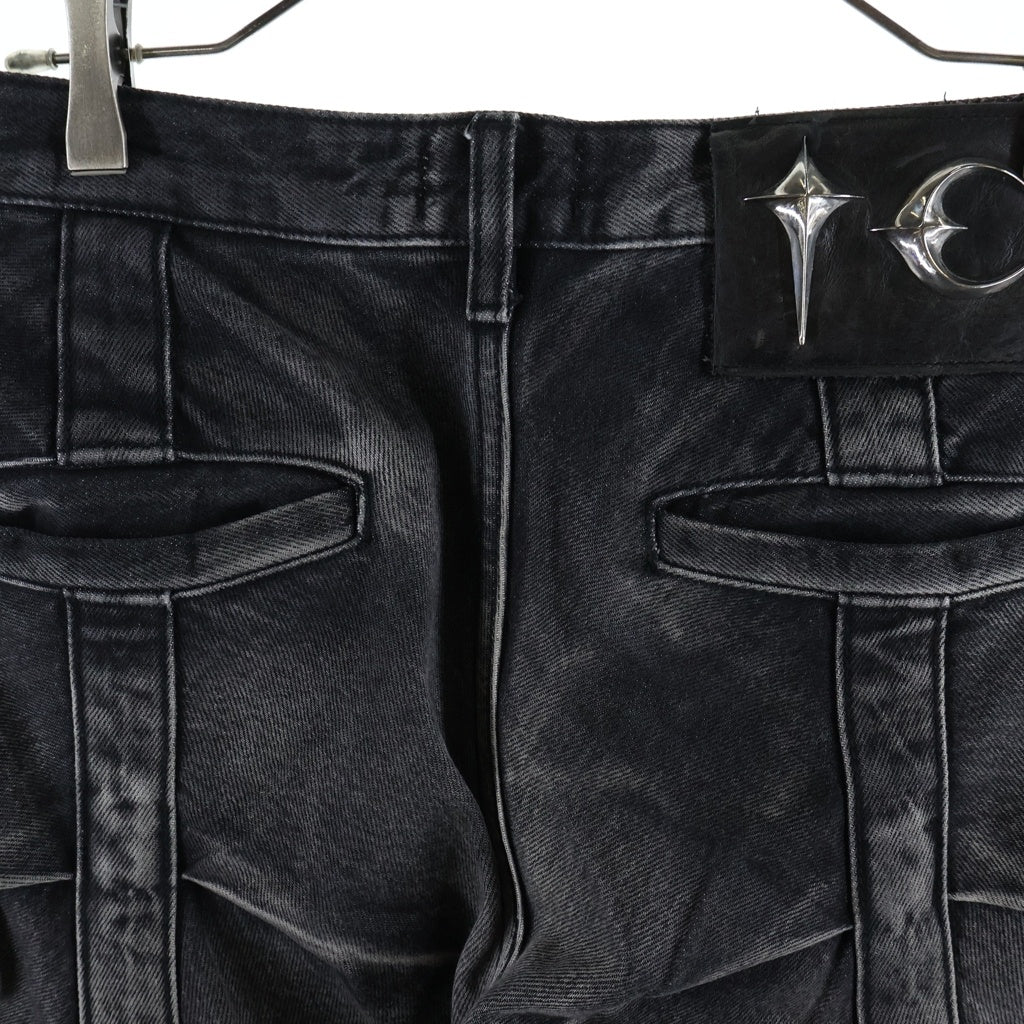 THUG CLUB(サグクラブ) 24AW Line Gob Denim Pants ロゴ装飾 デニムパンツ ブラック TC24PT3202