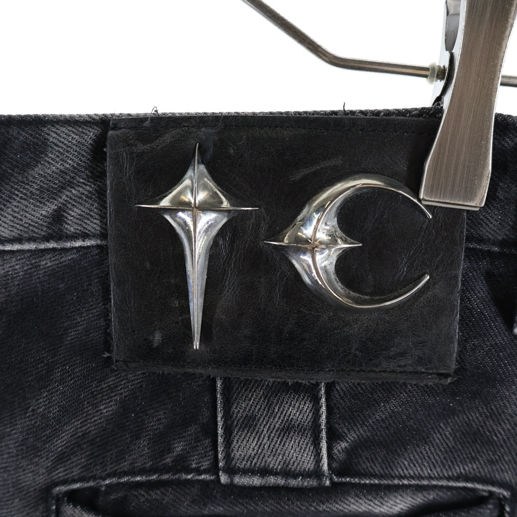THUG CLUB(サグクラブ) 24AW Line Gob Denim Pants ロゴ装飾 デニムパンツ ブラック TC24PT3202