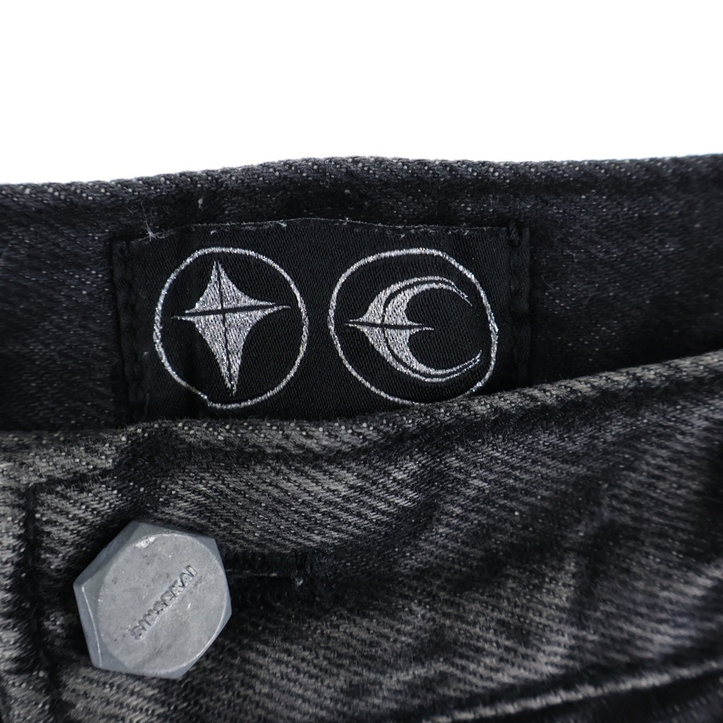 THUG CLUB(サグクラブ) 24AW Line Gob Denim Pants ロゴ装飾 デニムパンツ ブラック TC24PT3202