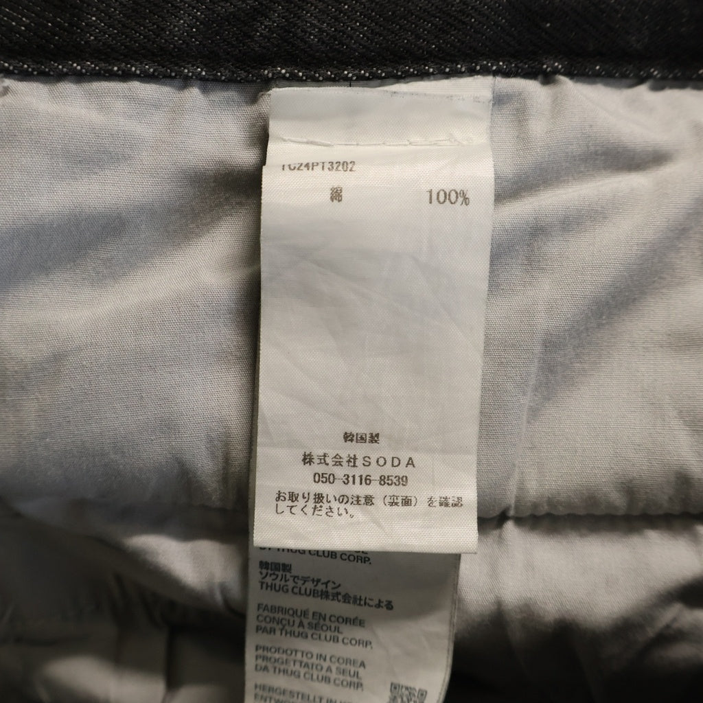 THUG CLUB(サグクラブ) 24AW Line Gob Denim Pants ロゴ装飾 デニムパンツ ブラック TC24PT3202