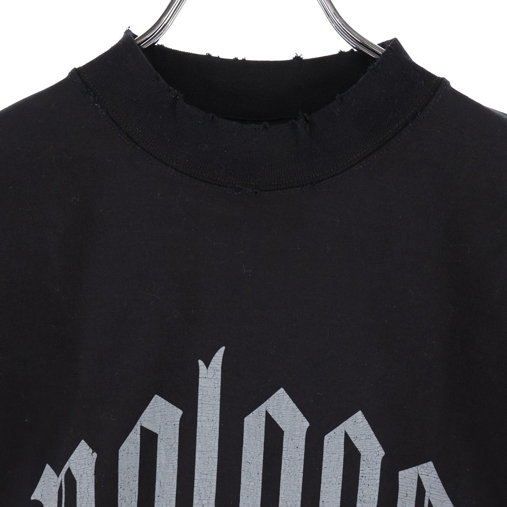 BALENCIAGA(バレンシアガ) デストロイ加工 プリント 長袖Tシャツ カットソー ブラック 788244 レディース