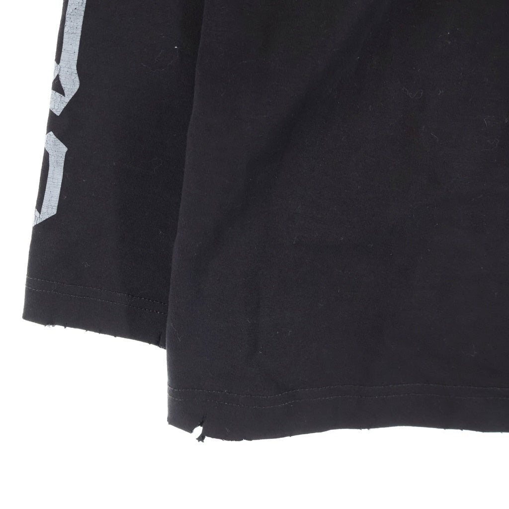 BALENCIAGA(バレンシアガ) デストロイ加工 プリント 長袖Tシャツ カットソー ブラック 788244 レディース