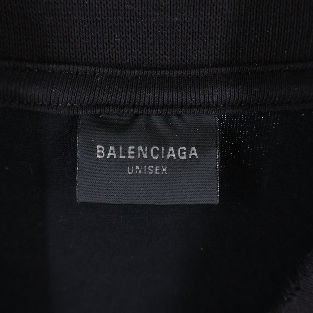 BALENCIAGA(バレンシアガ) デストロイ加工 プリント 長袖Tシャツ カットソー ブラック 788244 レディース