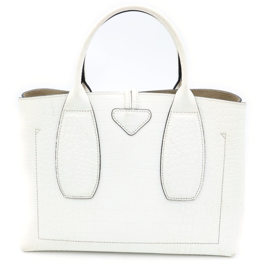 LONGCHAMP(ロンシャン) ロゾ クロコ型押し トートバッグ ハンドバッグ ホワイト レディース