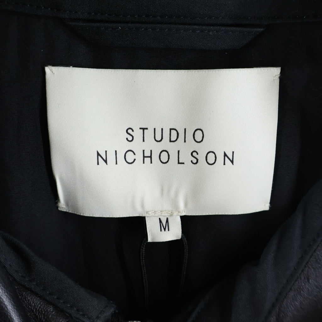 STUDIO NICHOLSON(スタジオニコルソン) DANI JACKET ダニー レザー切り替え ナイロンジャケット ブラック 51-10-652005