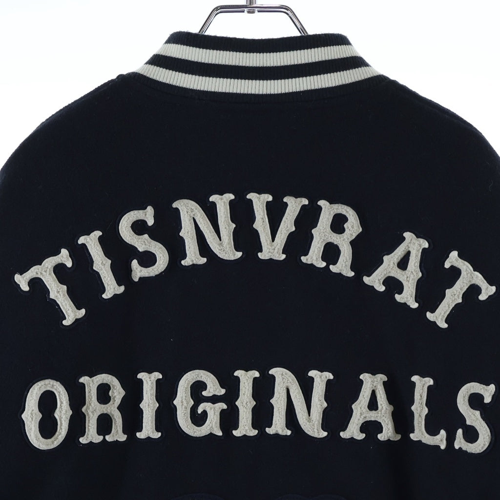 THISISNEVERTHAT(ディスイズネバーザット) STUDIUM JACKET カレッジデザイン レザー切り替え スタジアム ジャンパー ブラック