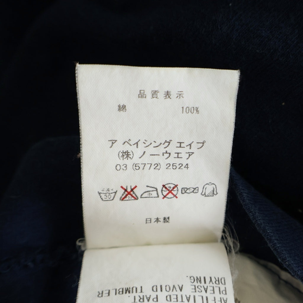 A BATHING APE(アベイシングエイプ) ラインストーン フロントプリント 半袖Tシャツ カットソー ネイビー