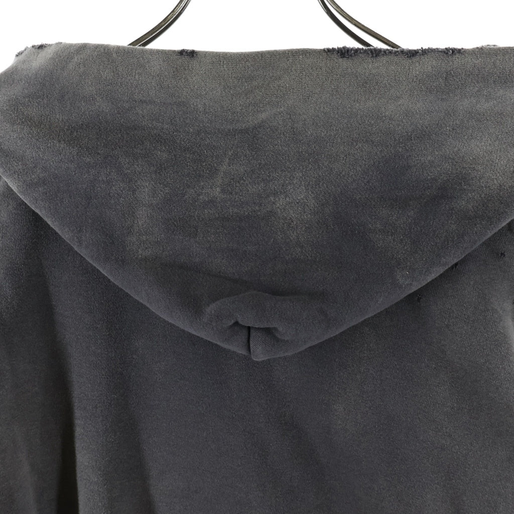 READY MADE(レディメイド) DOUBLE FACE HOODIE ダブル フェイス ダメージ加工 フーデッド スウェット パーカー グレー RE-CO-BK-00-00-284