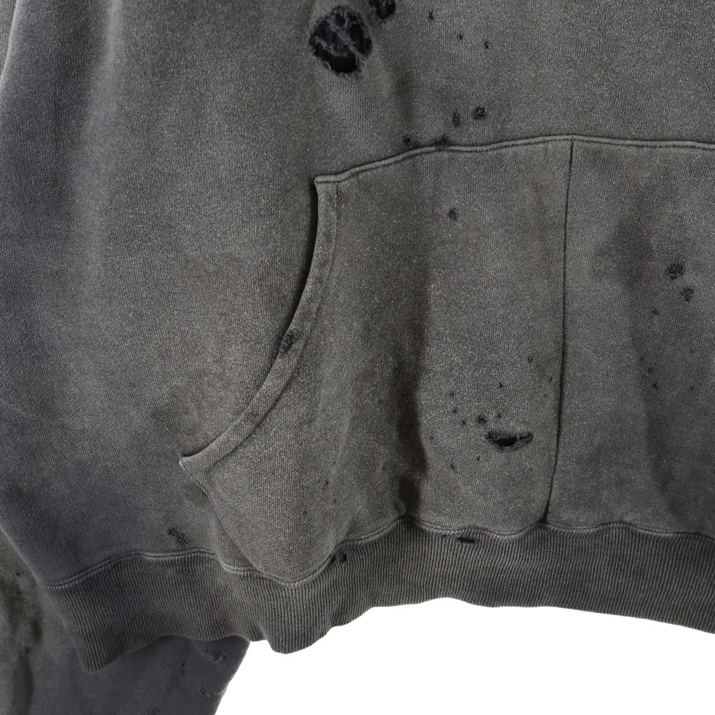 READY MADE(レディメイド) DOUBLE FACE HOODIE ダブル フェイス ダメージ加工 フーデッド スウェット パーカー グレー RE-CO-BK-00-00-284