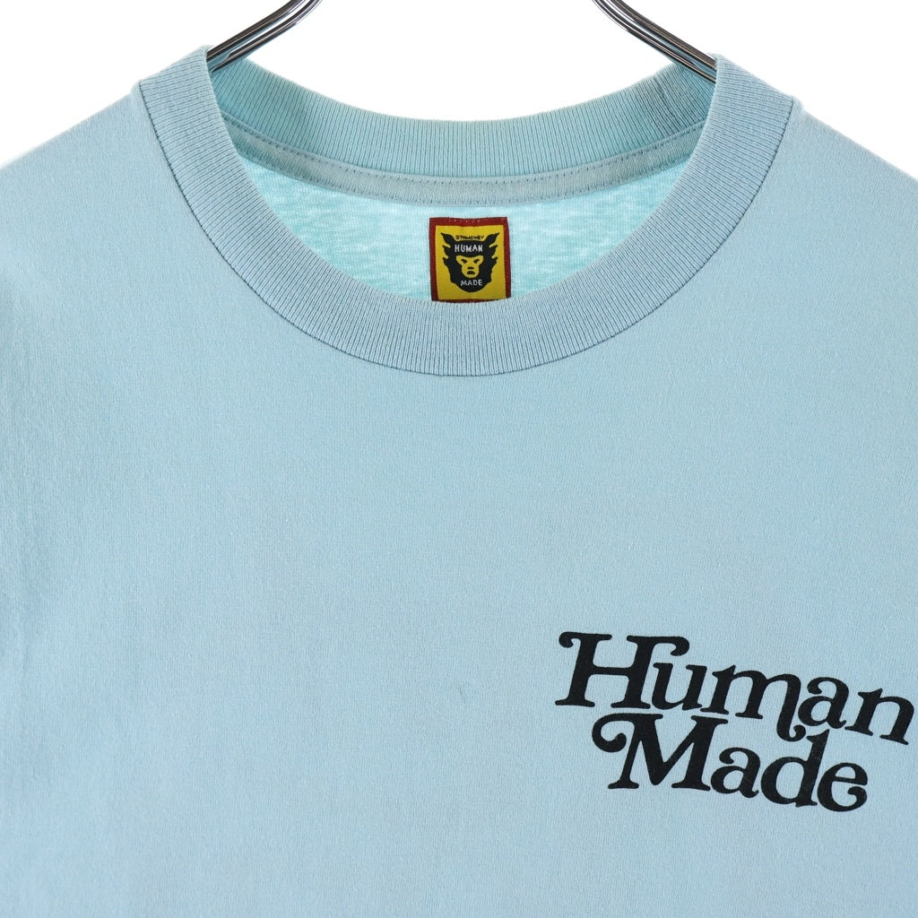 HUMAN MADE(ヒューマンメイド) ×GIRLS DONT CRY ガールズドントクライ ロゴデザイン クルーネック カットソー 半袖Tシャツ ライトブルー