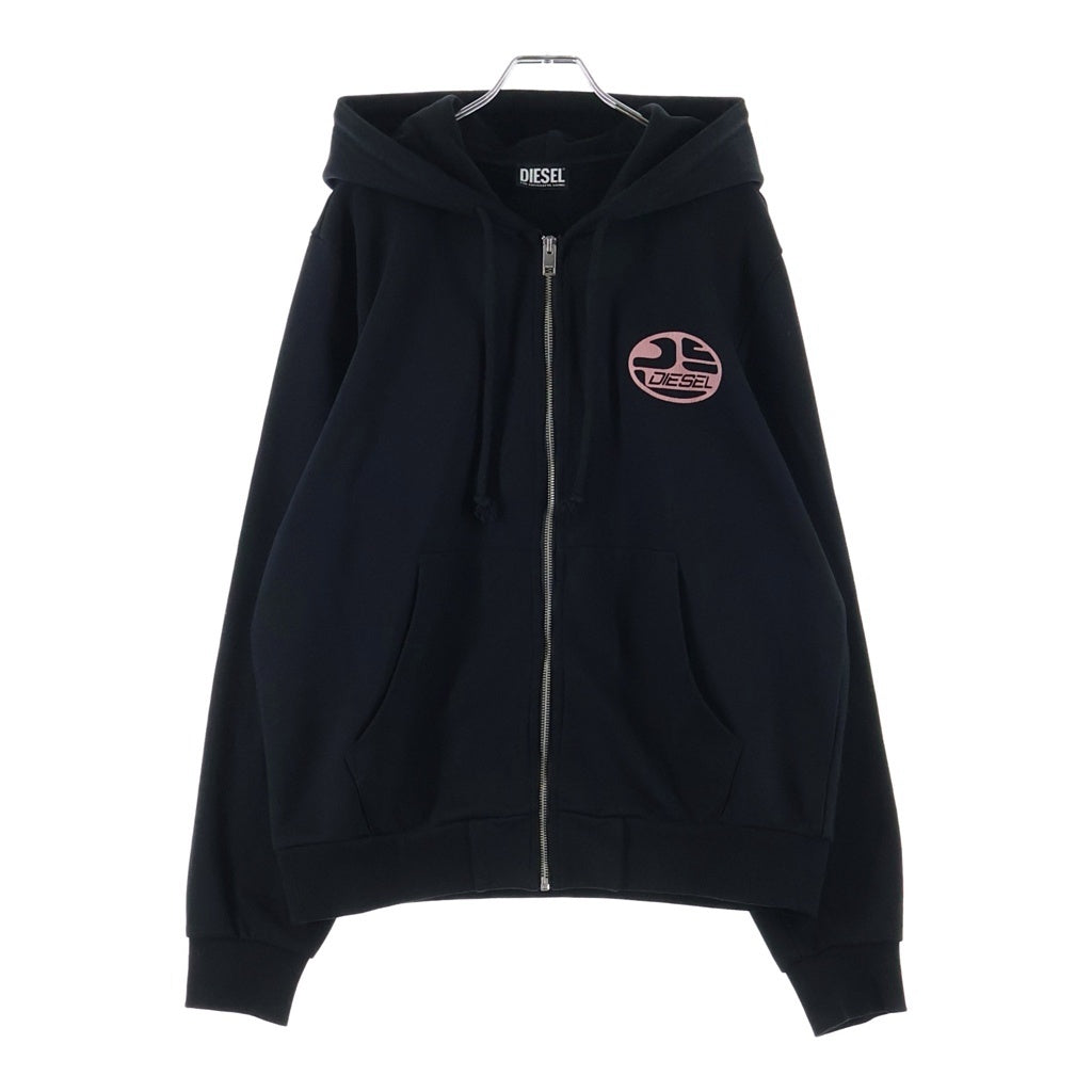DIESEL(ディーゼル) ロゴデザイン フーデッド ジップアップ スウェット パーカー ブラック A06493