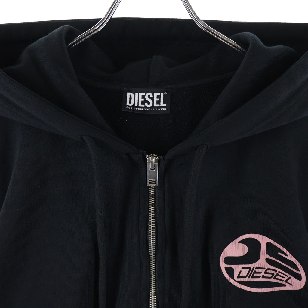 DIESEL(ディーゼル) ロゴデザイン フーデッド ジップアップ スウェット パーカー ブラック A06493