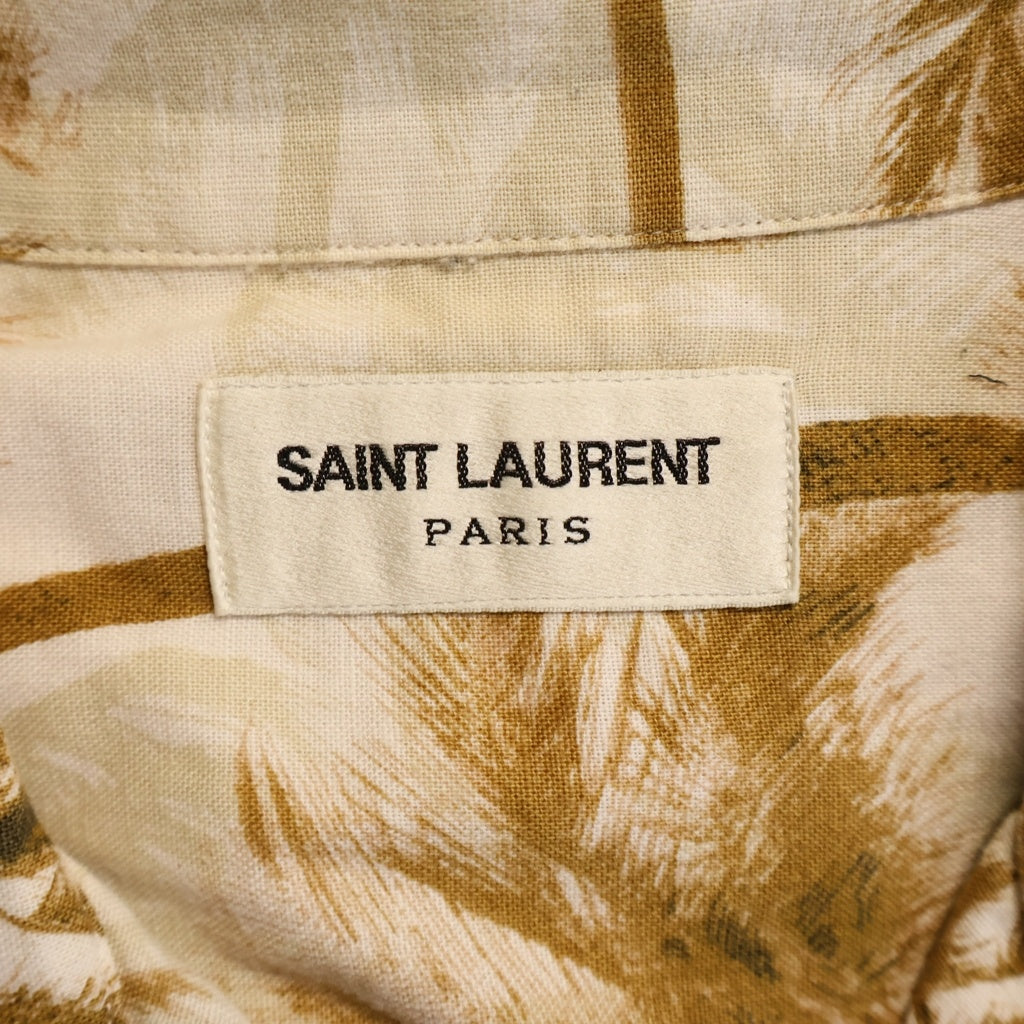 SAINT LAURENT PARIS(サンローランパリ) マルチポケット トロピカル柄 オープンカラー 半袖 アロハシャツ ブラウン S18P415167Y955L1070
