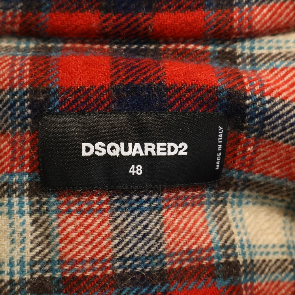 DSQUARED2(ディースクエアード) ウールロング長袖シャツ レッド S71DM0110 S48127