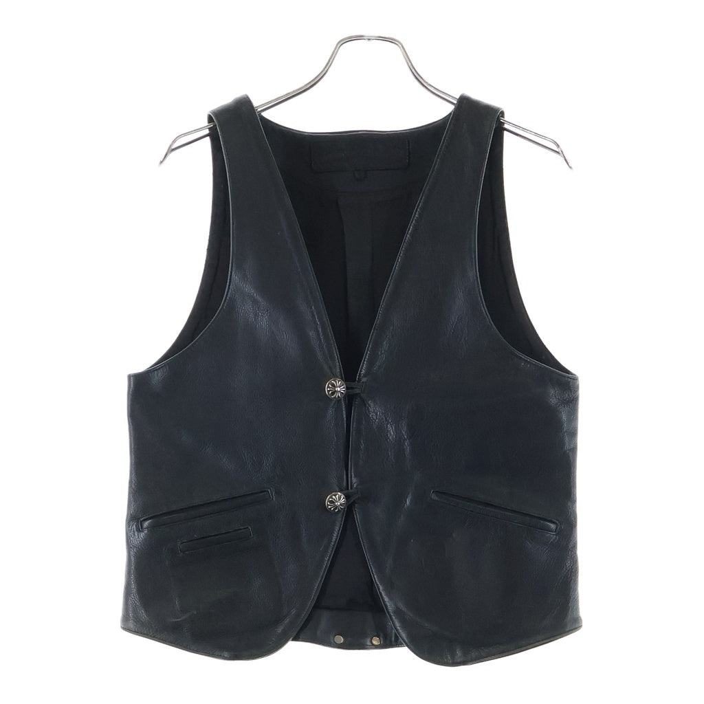 CHROME HEARTS(クロムハーツ) OLD CLASSIC 2B LTER オールド クロスボタン スクロールラベル レザーベスト ブラック