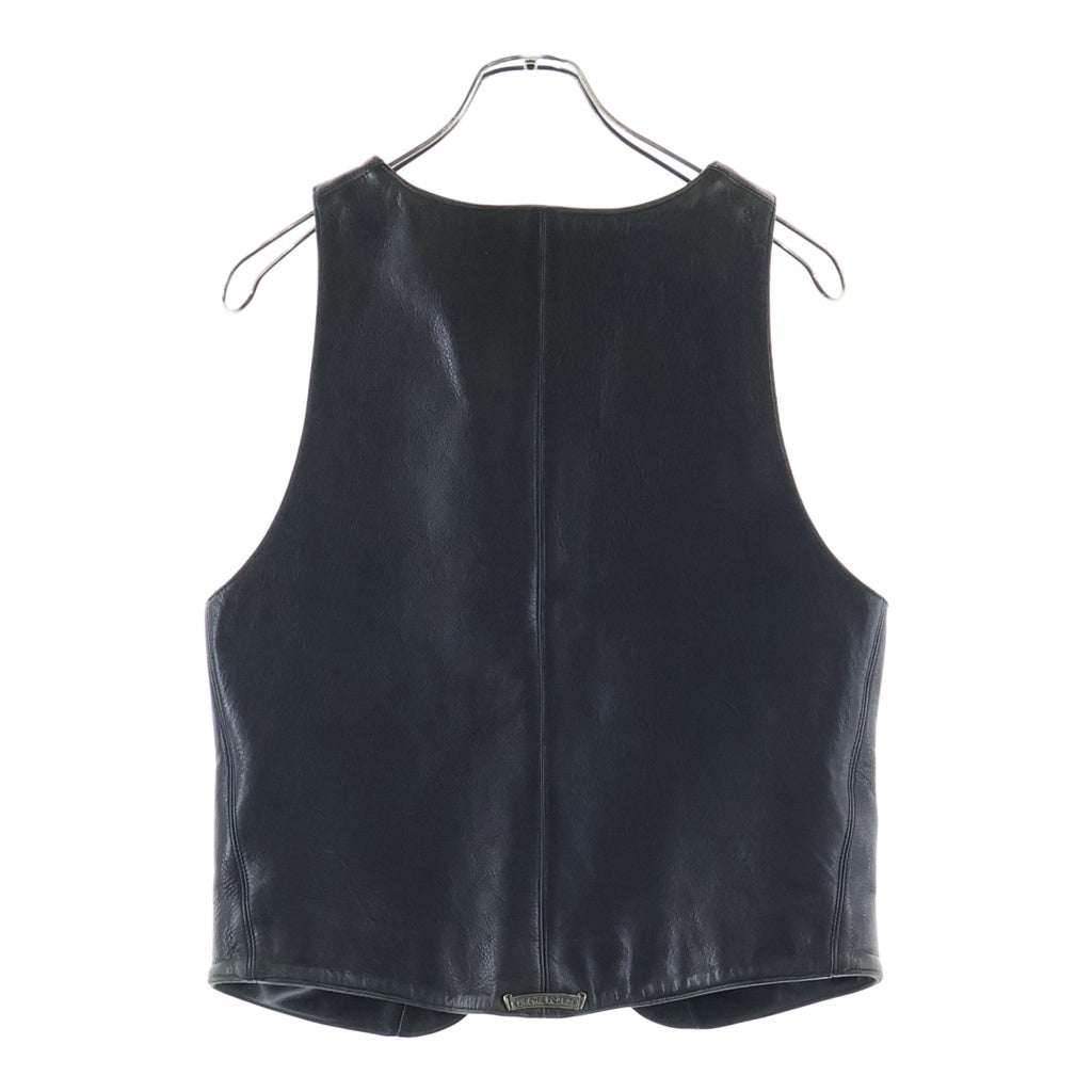 CHROME HEARTS(クロムハーツ) OLD CLASSIC 2B LTER オールド クロスボタン スクロールラベル レザーベスト ブラック
