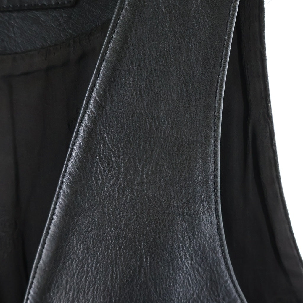 CHROME HEARTS(クロムハーツ) OLD CLASSIC 2B LTER オールド クロスボタン スクロールラベル レザーベスト ブラック