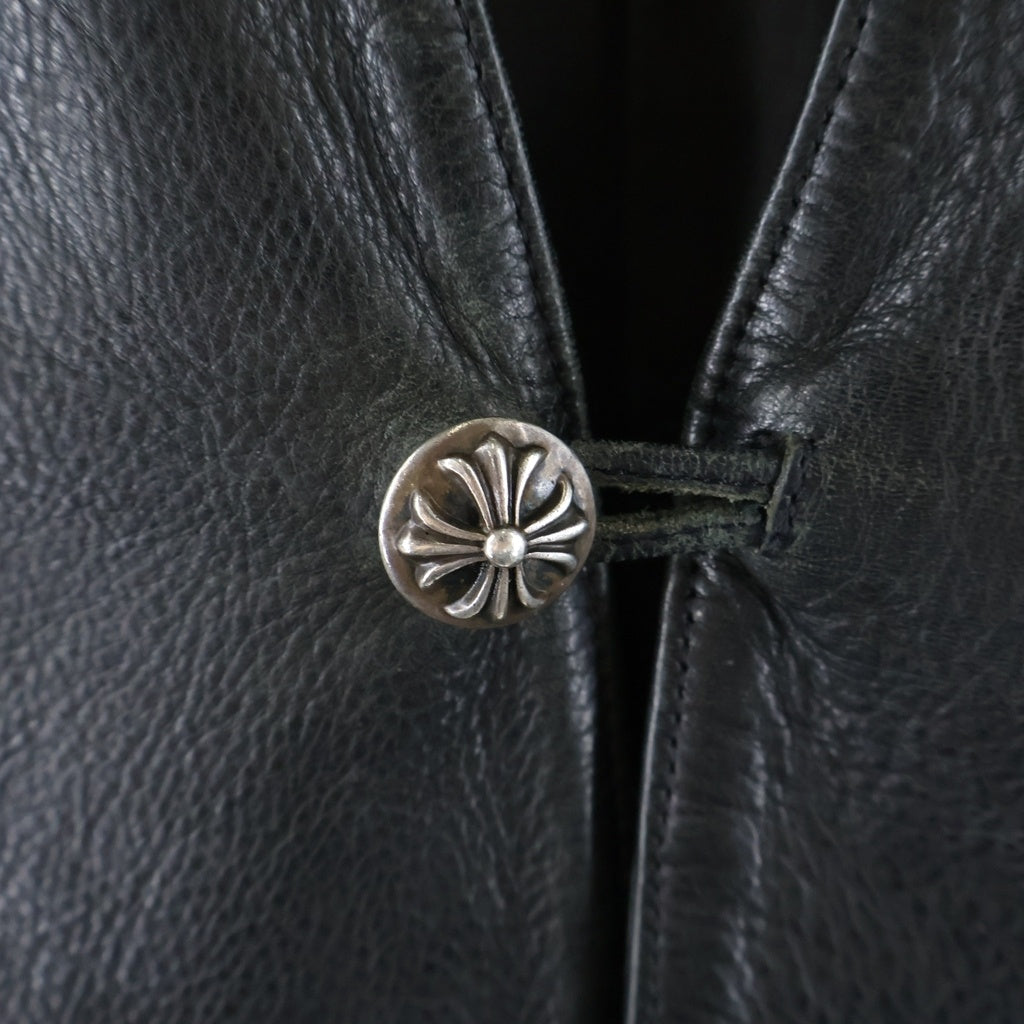 CHROME HEARTS(クロムハーツ) OLD CLASSIC 2B LTER オールド クロスボタン スクロールラベル レザーベスト ブラック