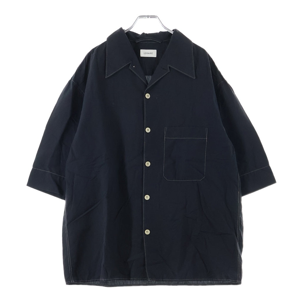 LEMAIRE(ルメール) チェーンステッチデザイン 胸ポケット 解禁 半袖シャツ ブラック 1159-343-7714